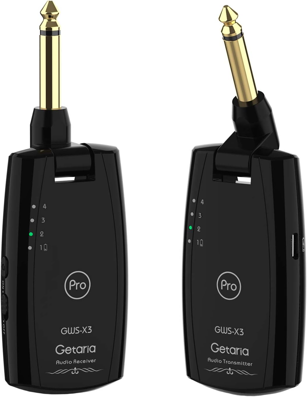 Pro Wireless Guitar Transmitter Receiver, Getaria Wireless Guitar System Replace Electric Bass Guitar Cable to Guitar Amplifier Adapter Pedals