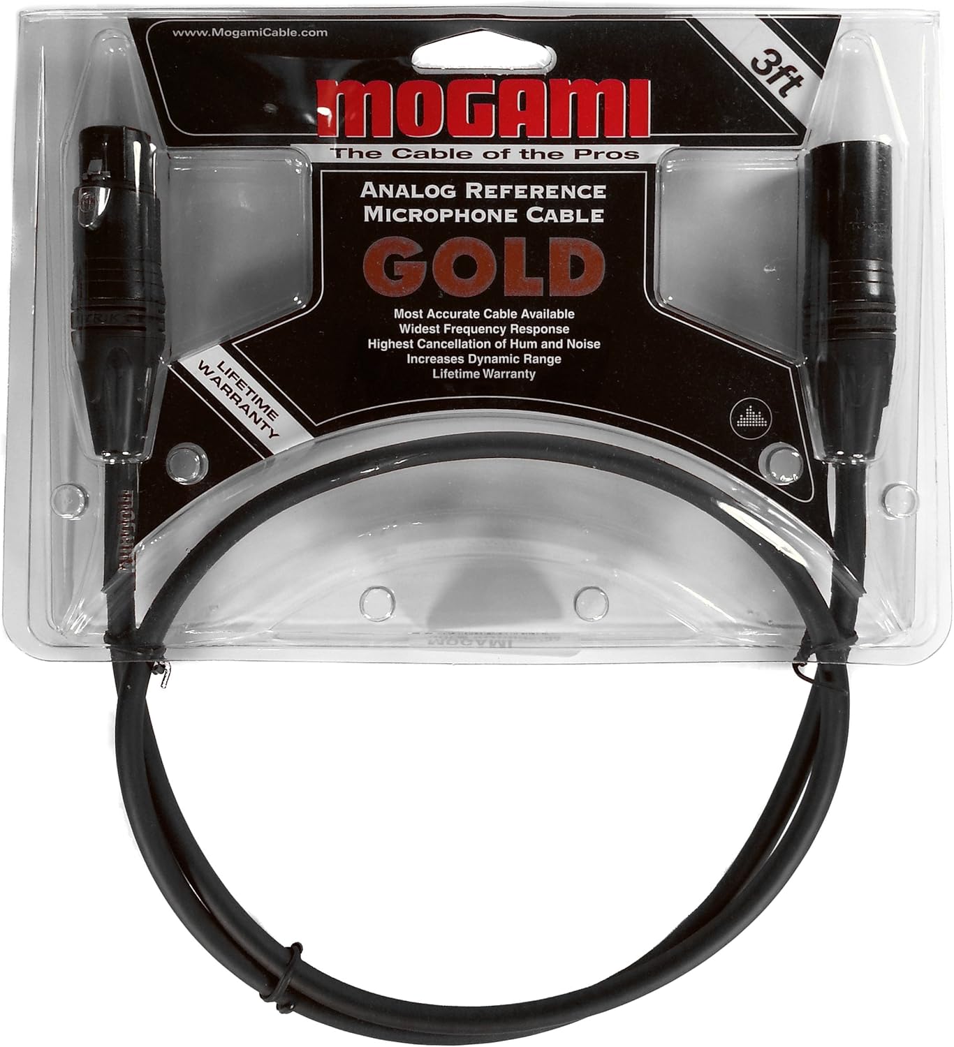 Mogami Gold STUDIO-10 XLR Microphone Cable, XLR-Female to XLR-Male, 3-Pin, Gold Contacts, Straight Connectors, 10 Foot Pack of 2