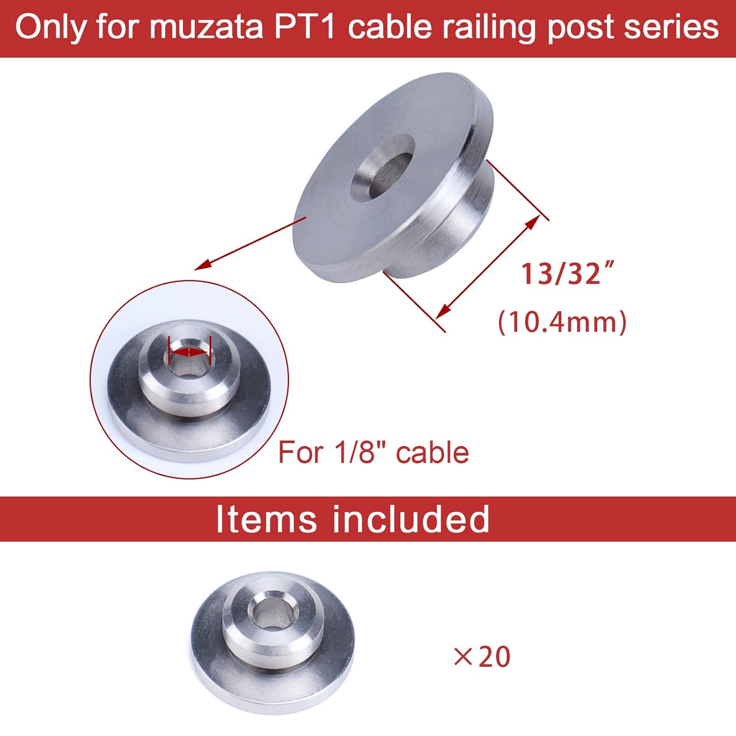 Muzata 20Pack Cable Railing Kit 1/8
