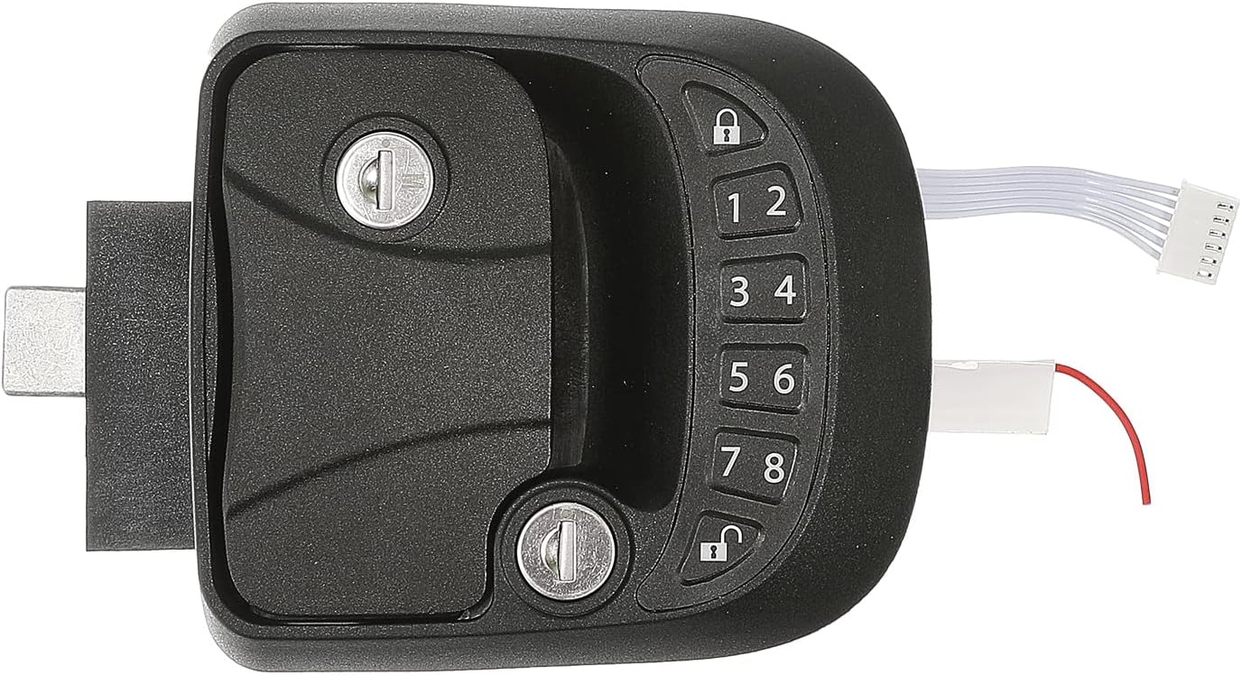 WonVon RV Lock RH Compact Keyless Entry Keypad Door Handle with 1 Wireless Remote Key Zinc Alloy Security fit for Travel Trailer Camper Yacht