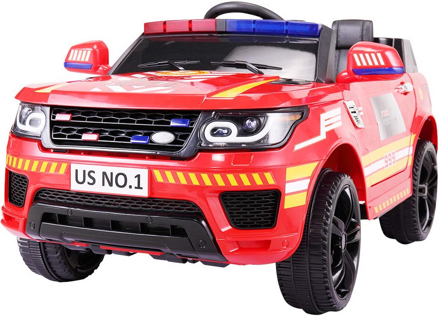 Tobbi 12V Kids Ride On Toys Police Car Electric with Remote Control, Real Megaphone Siren Flashing Light Horn, Black