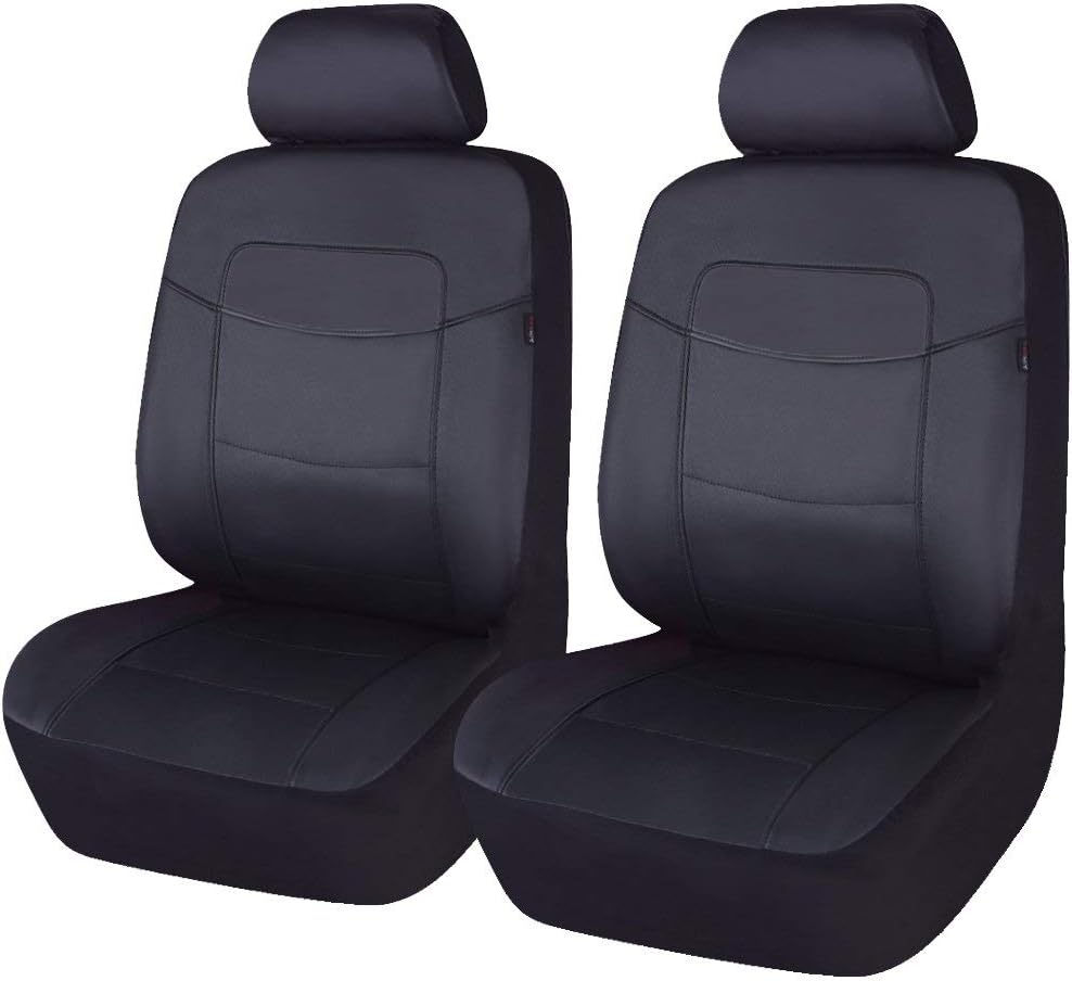 Flying Banner Car Seat Covers Full Set Front Seats and Rear Faux Leather Cover Waterproof Bench Black Pack of 2