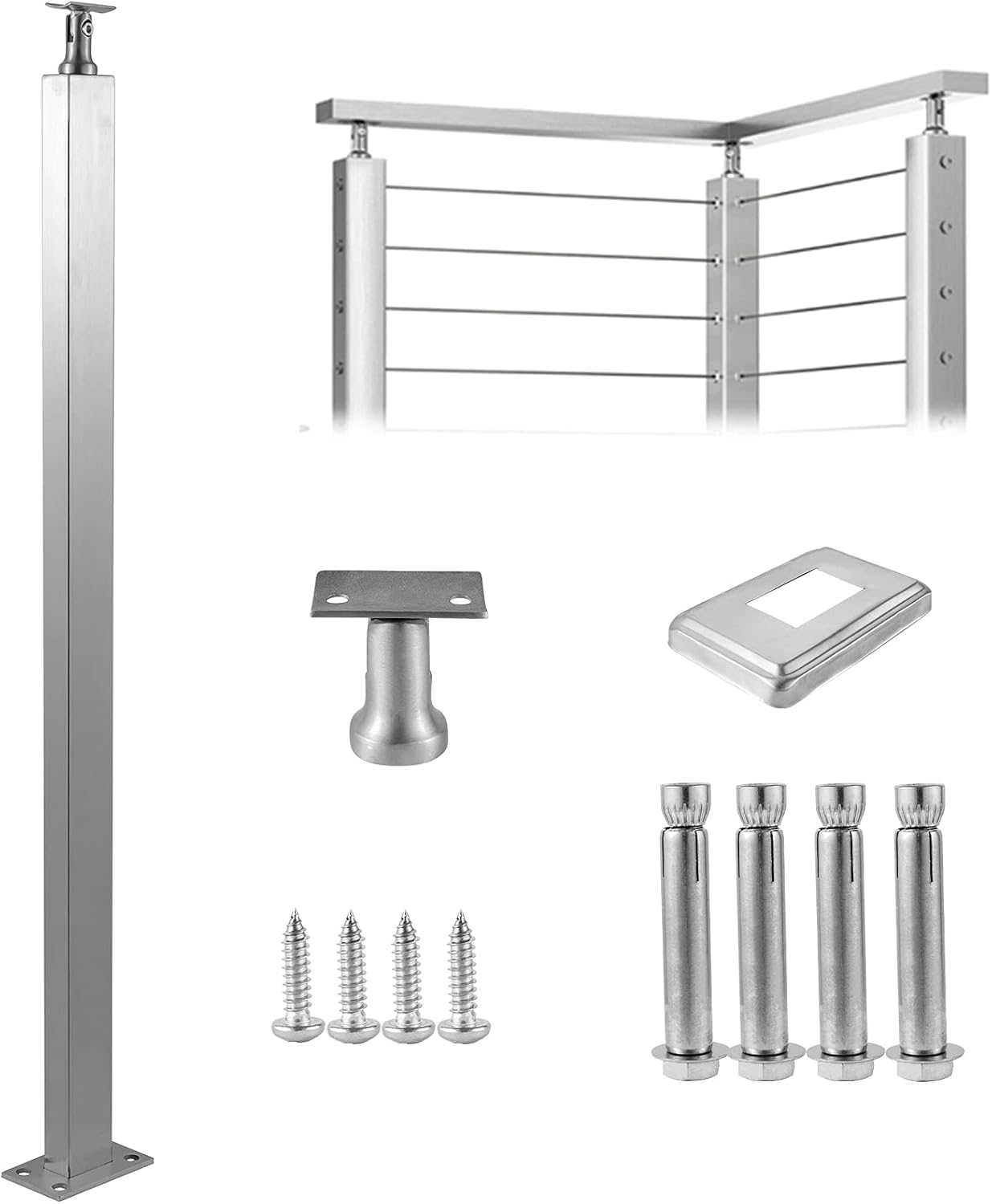 VEVOR Cable Railing Post Level Deck Stair Post 42 x 0.98 x 1.97
