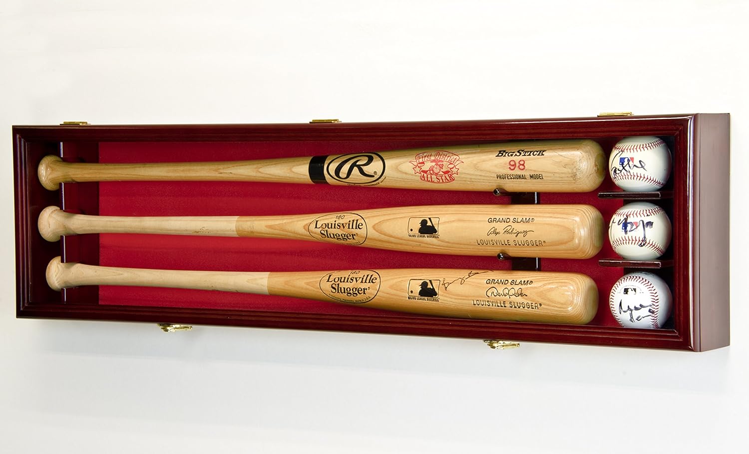 3 Baseball Bat Display Case Cabinet Holder Wall Rack Custom Options 98% UV - Lockable