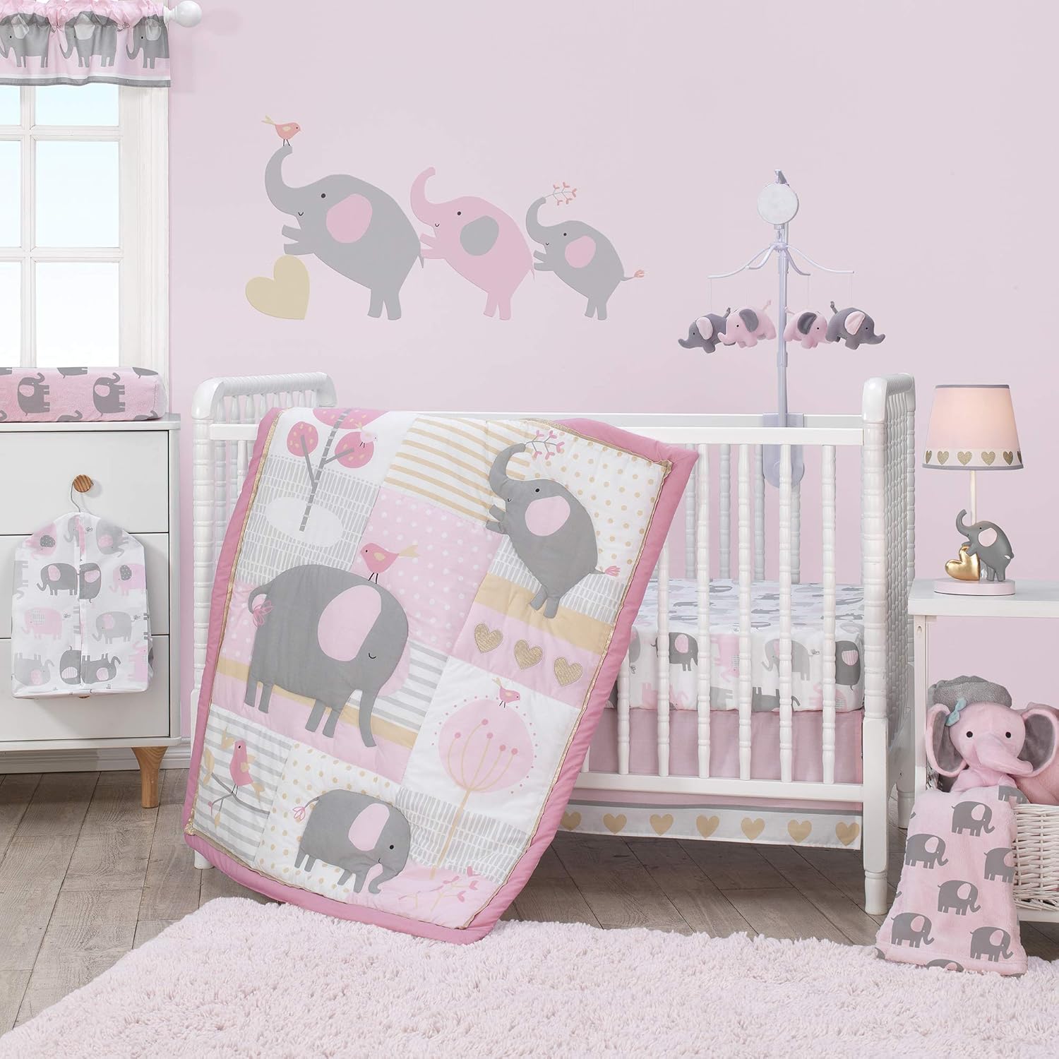 Bedtime Originals Eloise 3-Piece Crib Bedding Set, Pink Pack of 2