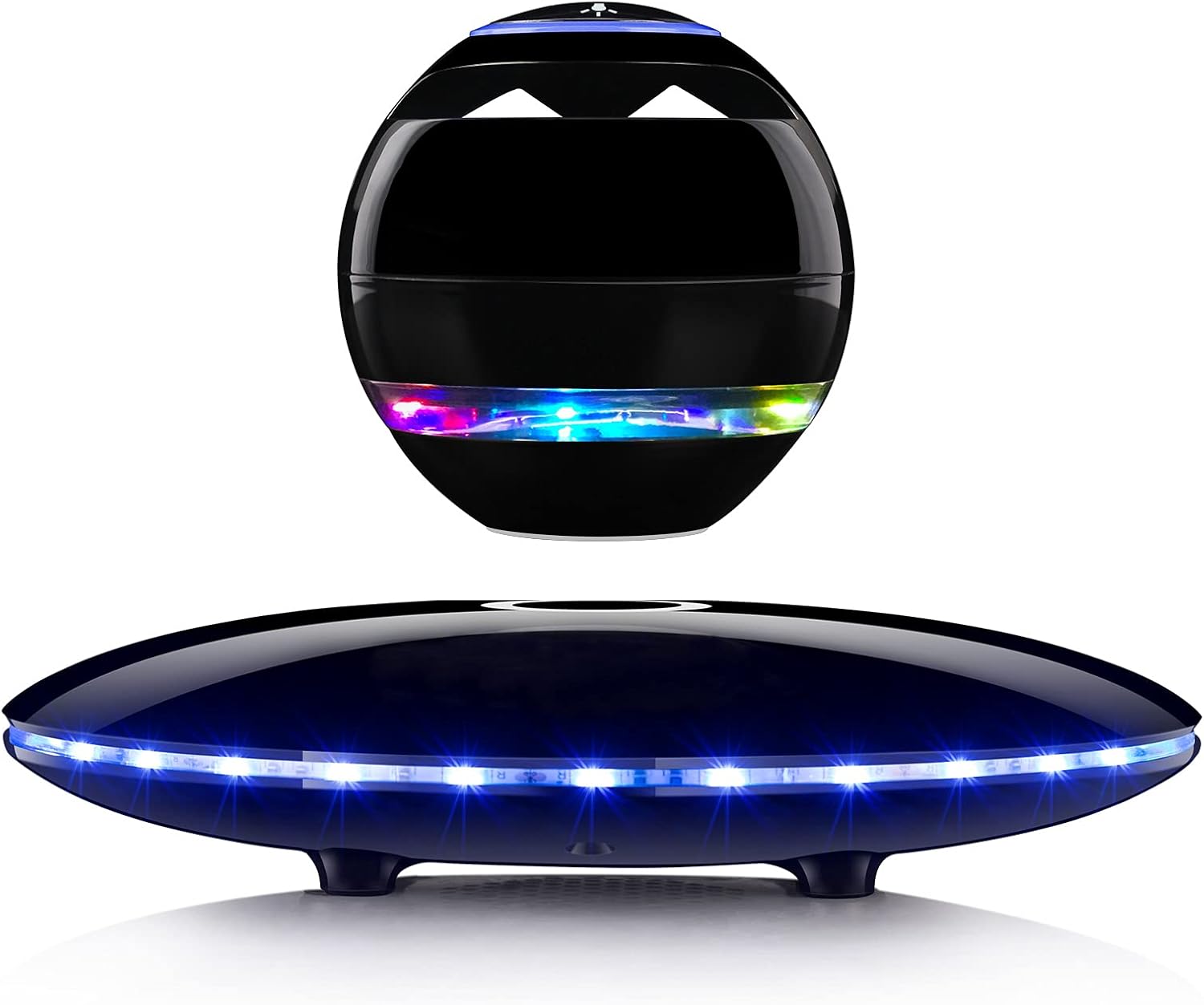 Magnetic Levitating Speaker, RUIXINDA Wireless Floating Bluetooth Speakers with Colorful Flashing Light Show, 360 Degree Rotation, Home Office Decor Cool Gadgets Tech Electronics Gifts (Black)