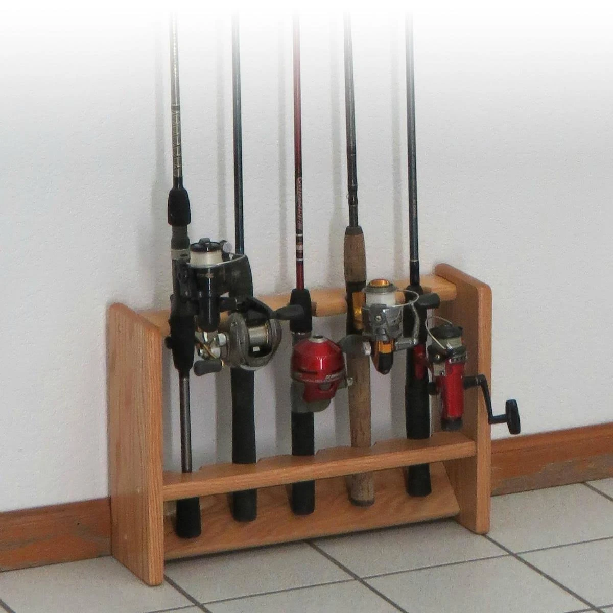 Wooden Mallet, 5, Black Fishing Rod Rack
