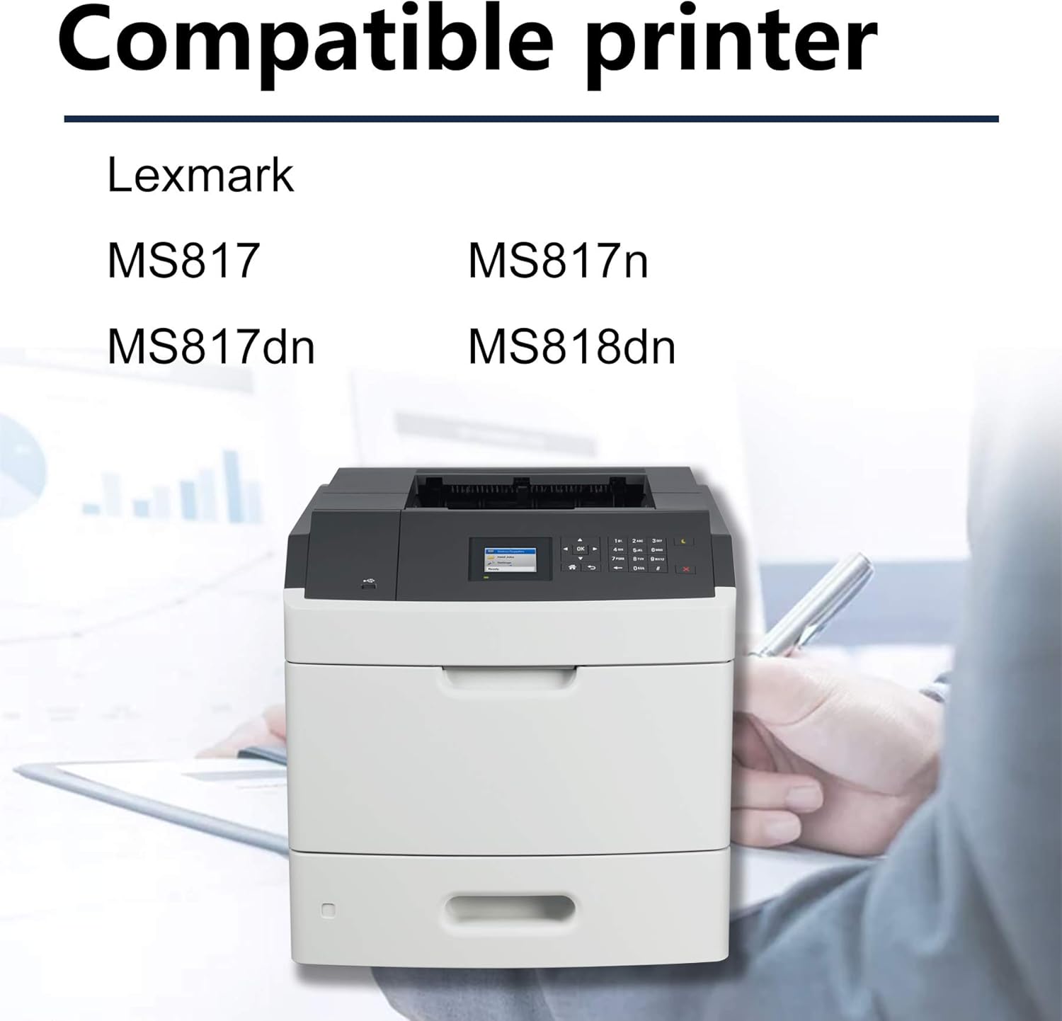 2 Pack Black Compatible 53B1H00 High Yield Remanufactured Toner Cartridge Replacement for Lexmark MS817 MS817n MS817dn MS818dn Printer.