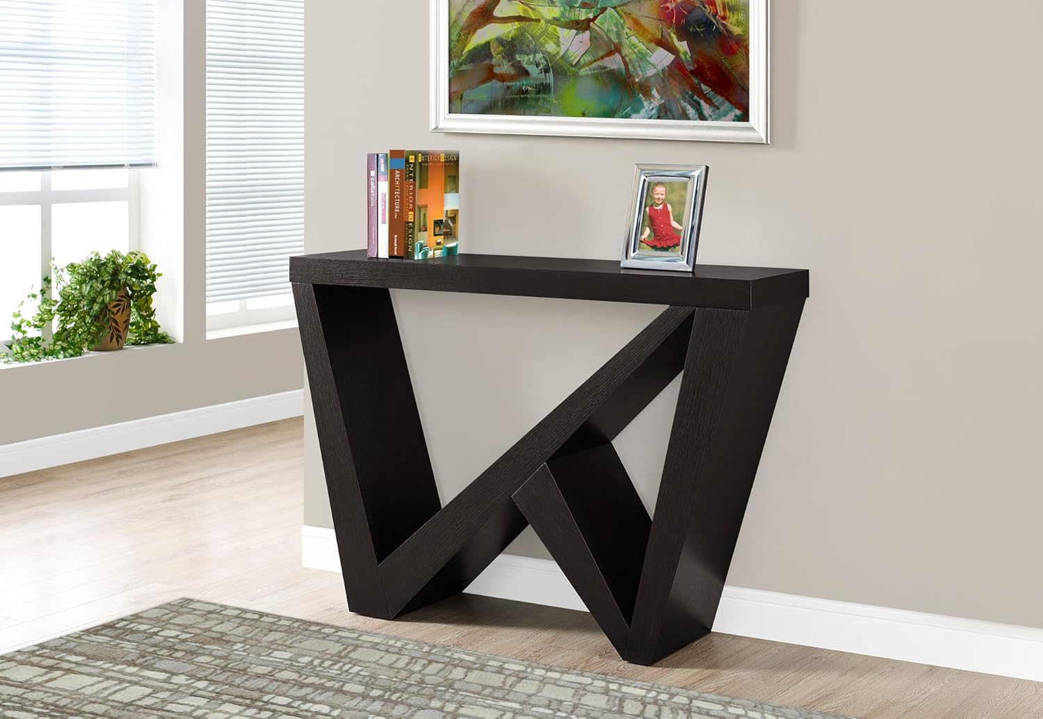 Monarch Specialties Cappuccino Hall Console Accent Table, 48