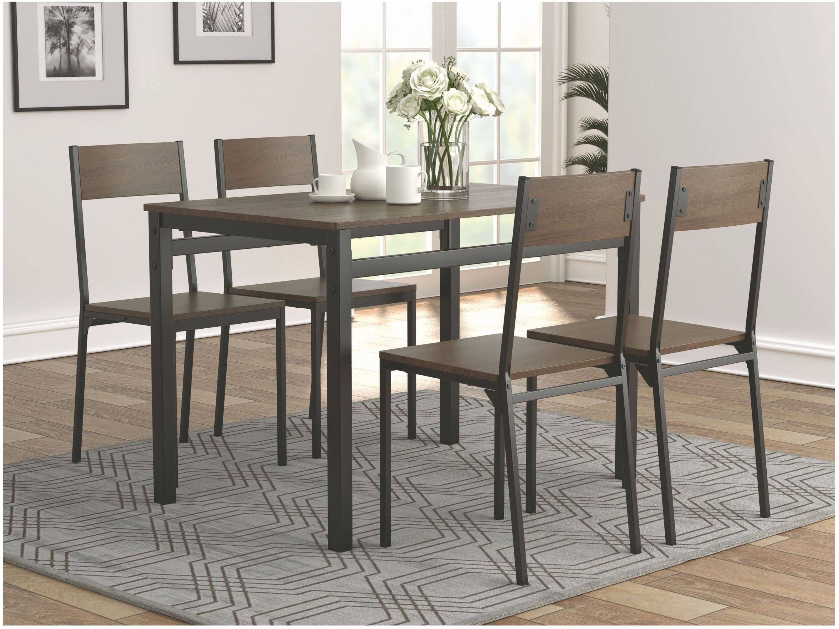 5-Piece Dark Brown and Matte Black Dining Set