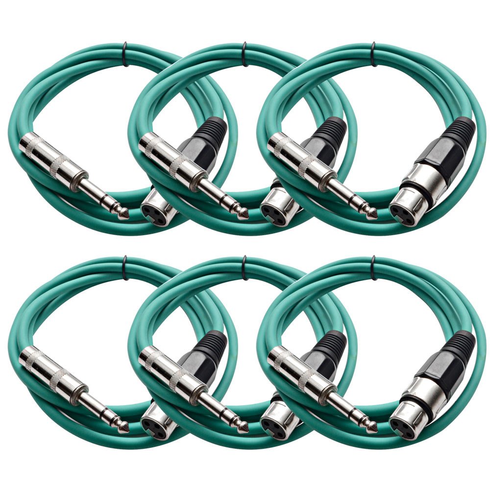 Seismic Audio - SATRXL-F25BGORYP - 6 Pack of 25 Ft XLR Female to 1/4