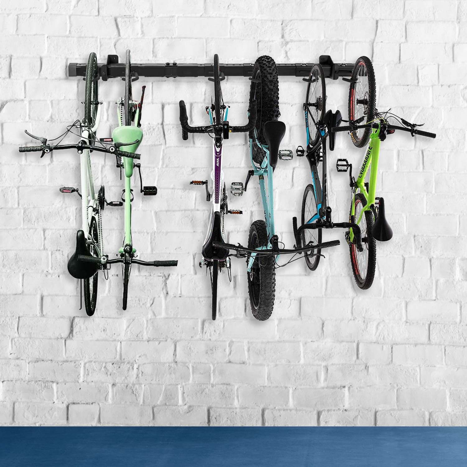 Malson Garage Bike Storage Wall Mount, Garage Organization Bike Hangers and Tool Hanger Adjustable Bike Storage Racks for Garage & Home,Holds 6 Bicycles(45 Inches)