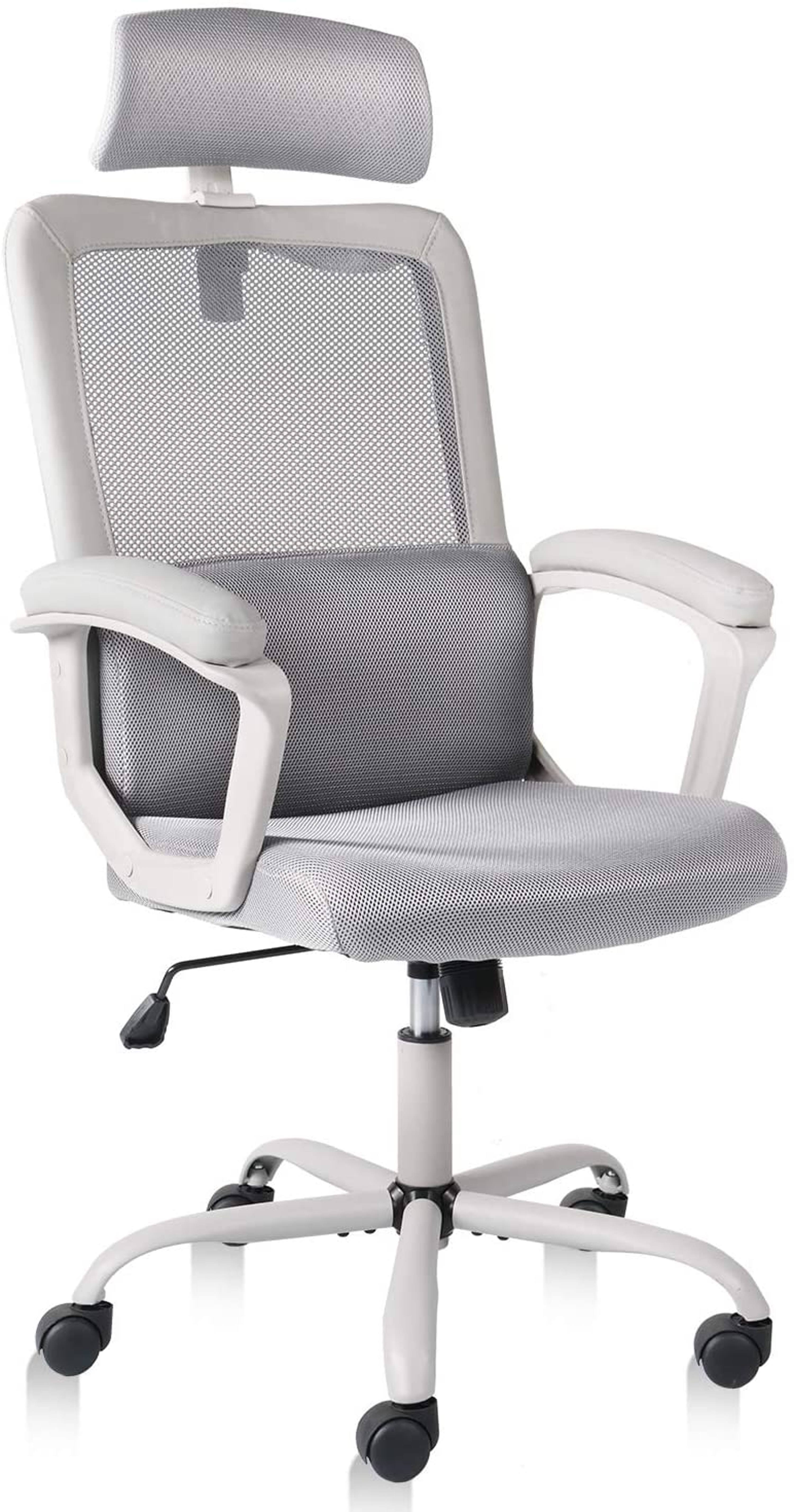 Milemont Office Chair, High Back Ergonomic Mesh Desk Office Chair with Padding Armrest and Adjustable Headrest -Gray