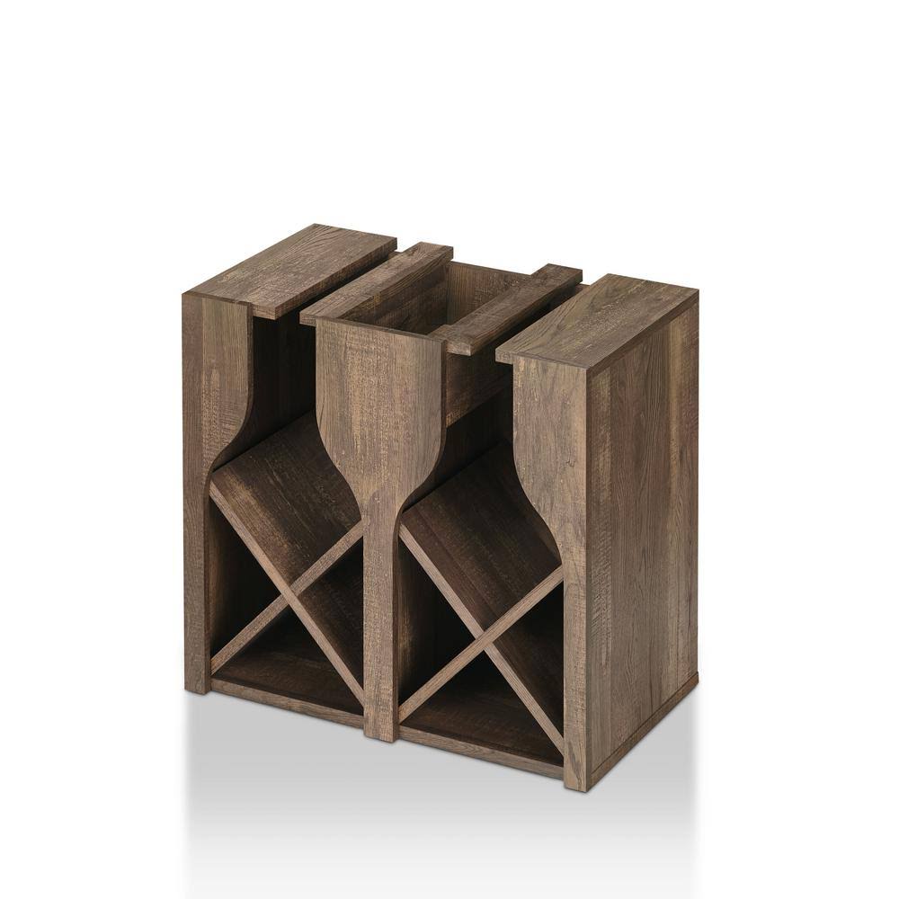 Furniture of America Sacha 8-Bottle Reclaimed Oak Hanging Wine Rack