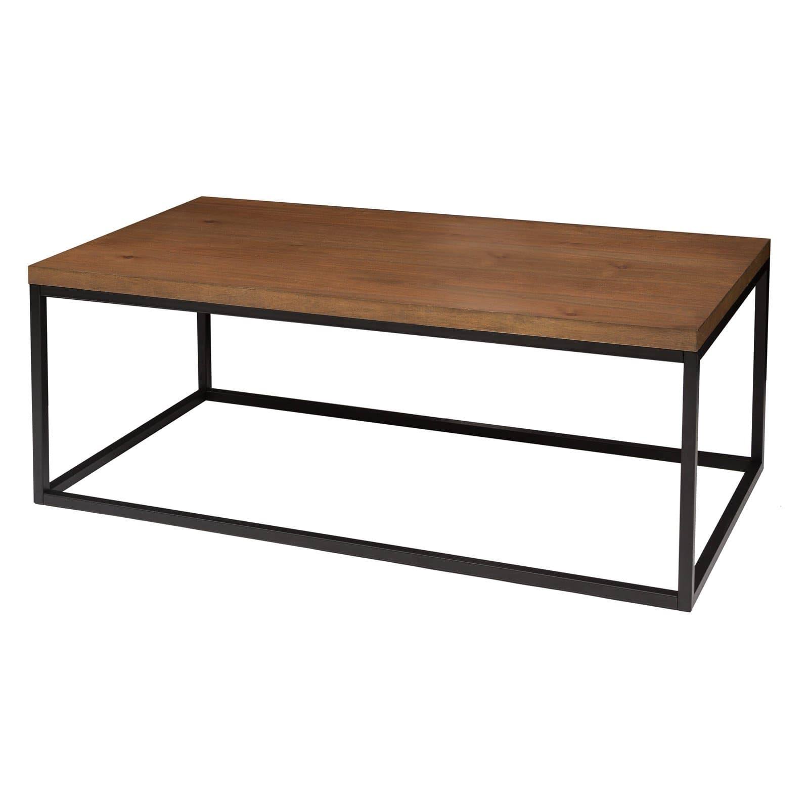 Doxa Solid Wood Modern Industrial Coffee Table, Black/Dark Walnut