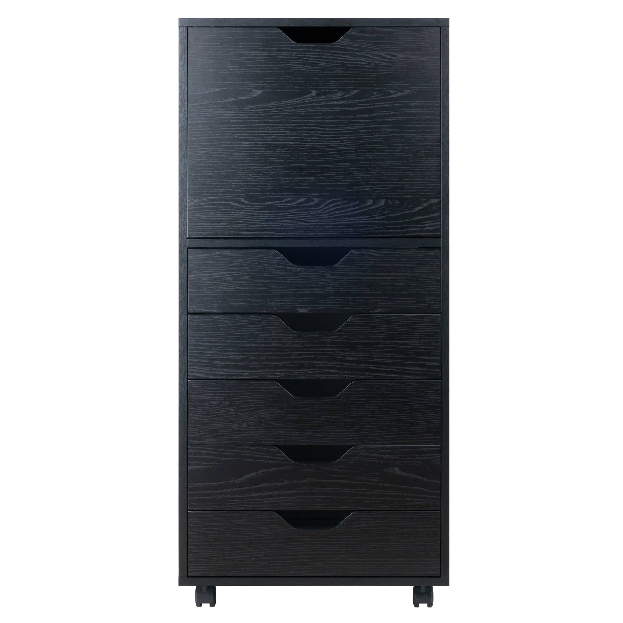 41.25x22 Black Elegant Halifax Rectangular Expanded Cabinet with 5 Pull-Out Drawers - 33831867