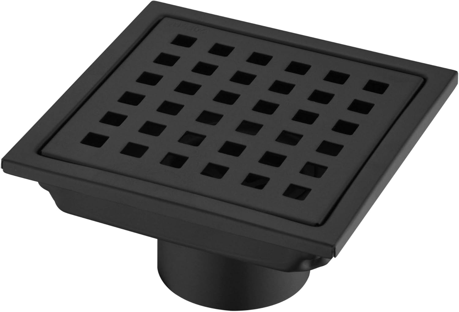 Orhemus 4 Inch Square Shower Drain with Adjustable Shower Drain Base Flange, SUS 304 Stainless Steel Floor Drain with Removable Cover Grid Grate, Matte Black