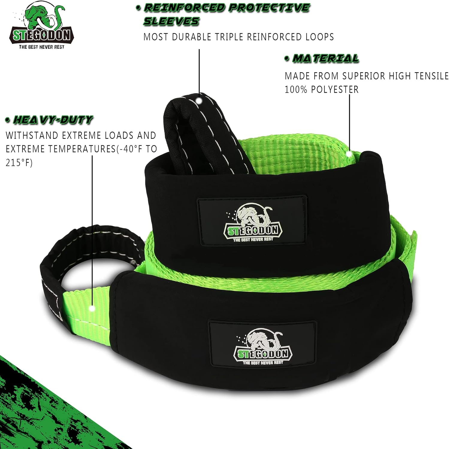 STEGODON Heavy-Duty Recovery Kit|Unique 4x4 Winch Accessory Kit with Recovery Tow Strap+8-Ton Snatch Block+Shackle Hitch Receiver+Hitch Lock+D-Ring Shackles+Folding Shovel+Tire Deflator+Winch Dampener