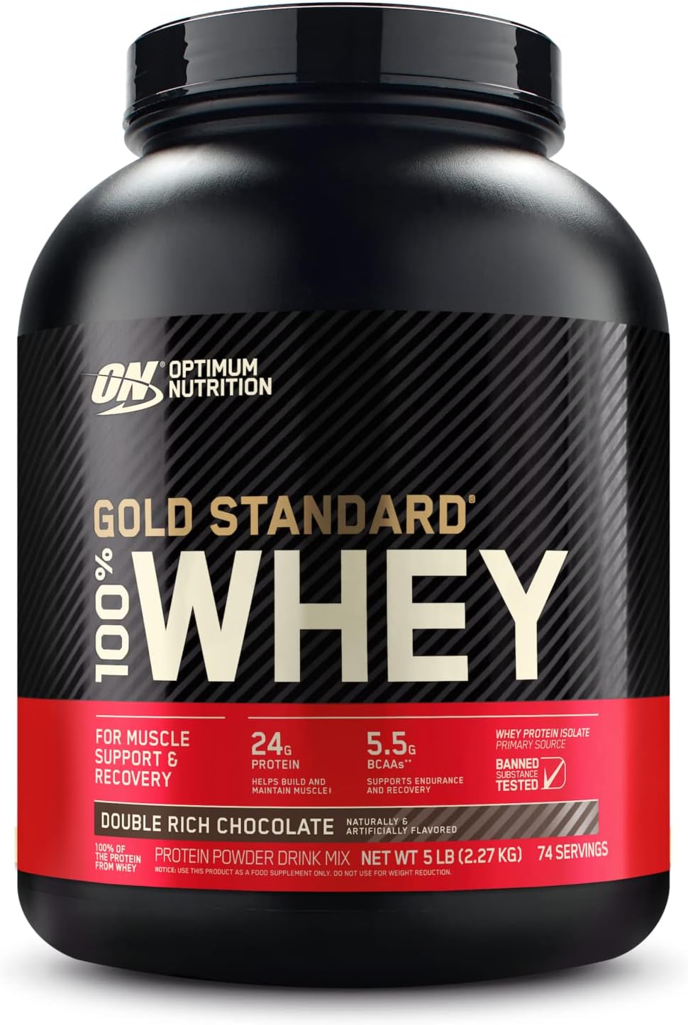 Optimum Nutrition Gold Standard 100% Whey Protein Powder, Double Rich Chocolate, 5 Pound (Packaging May Vary) Pack of 2