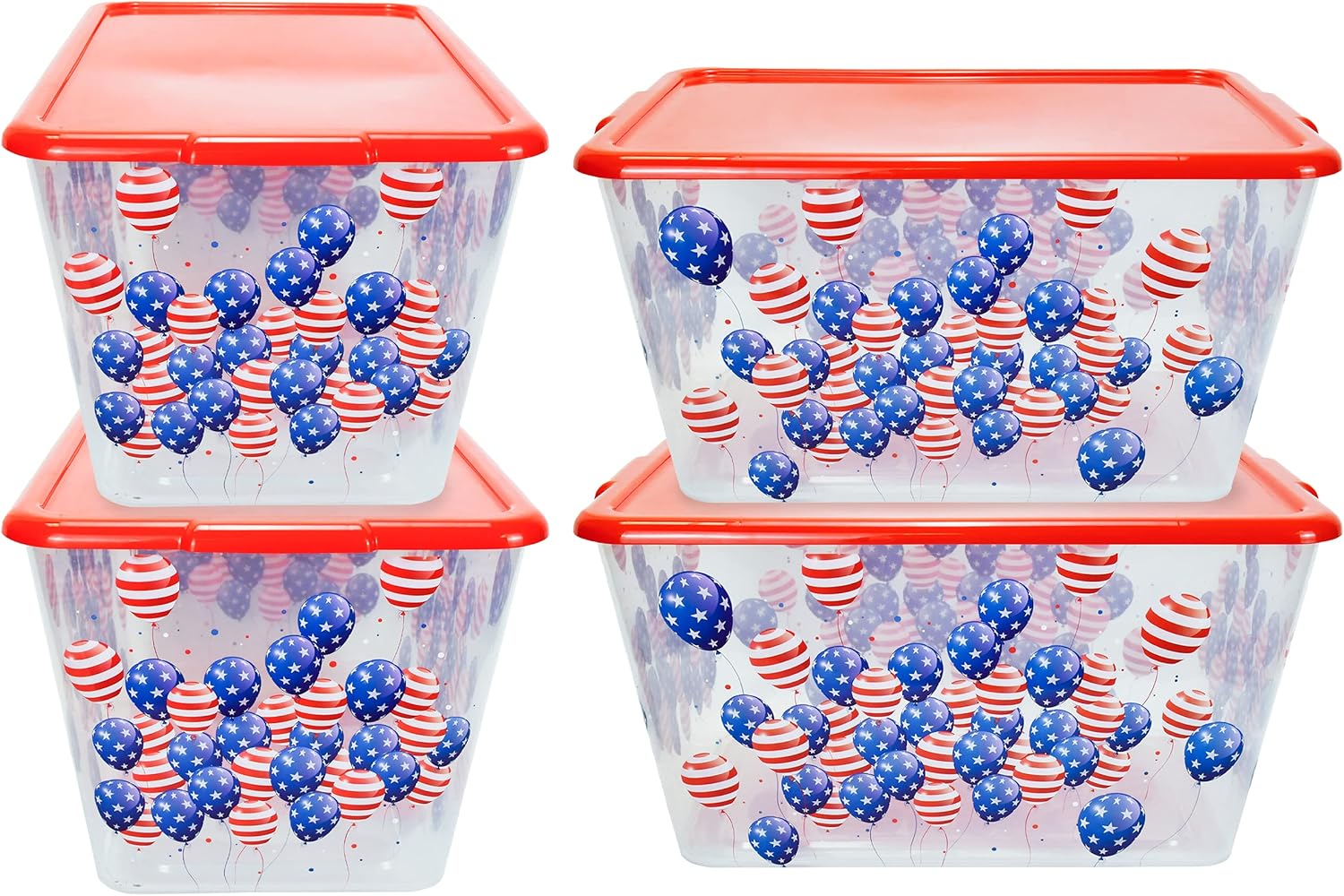 SimplyKleen 14.5-gal. Holiday Reusable Stacking Plastic Storage Containers with Lids, Snowman Winter Blue (Pack of 4)