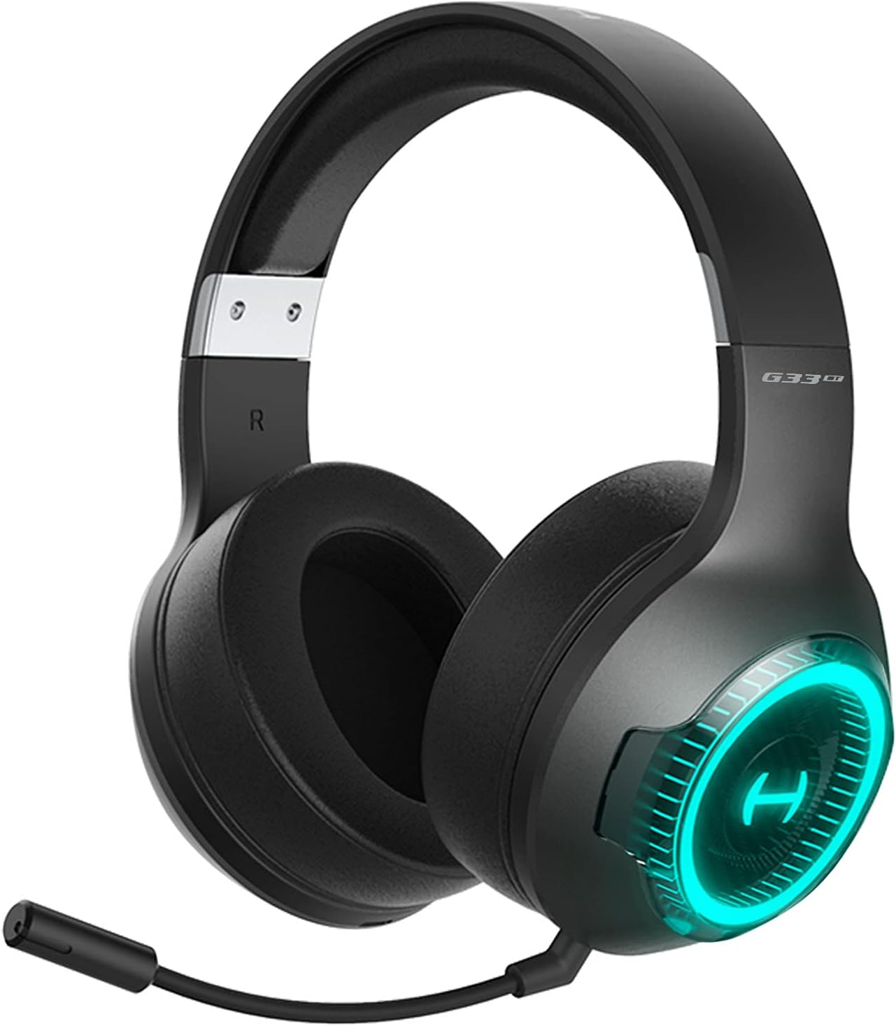 HECATE G33BT Bluetooth 5.0 Wireless Gaming Headset - Low Latency Headset with Detachable Microphone - Over Ear Soft Ear Cups Stereo Headsets with 48H Playtime and RGB Light