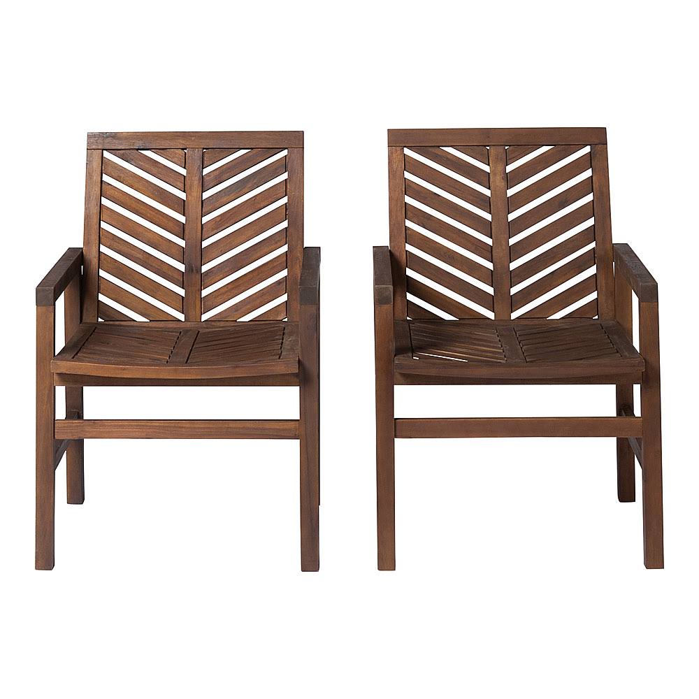 Walker Edison - Windsor Acacia Wood Patio Chairs, Set of 2 - Dark Brown