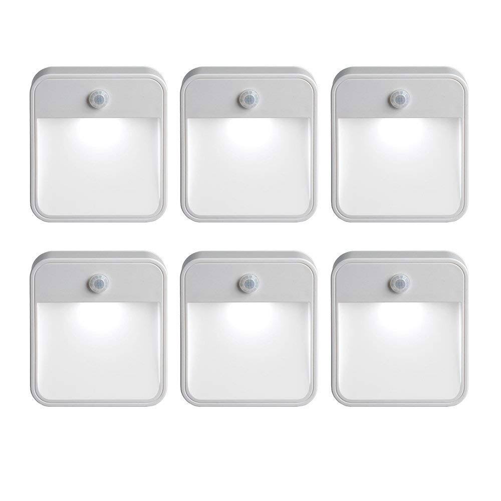 Mr. Beams MB726-WHT-06-01 Mb726 Battery-Powered Motion-Sensing LED Stick-Anywhere Nightlight, 6-Pack, White, Pack of 6
