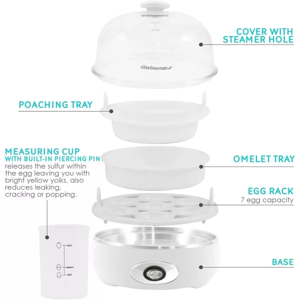 Egg Cookers Easy Electric 7 Egg Capacity Cooker, Poacher, Omelet Maker, Scrambled, Soft, Medium, Hard Boiled with Auto Shut-Off and Buzzer, BPA Free, Charcoal Grey(Snow)