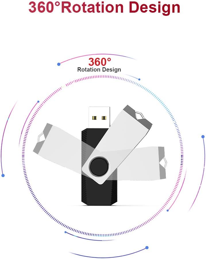 KEATHY 20 Pack 16GB Bulk USB Flash Drive USB 2.0 Swivel Thumb Drive Memory Stick Jump Drive Pen Drive - Black Pack of 2