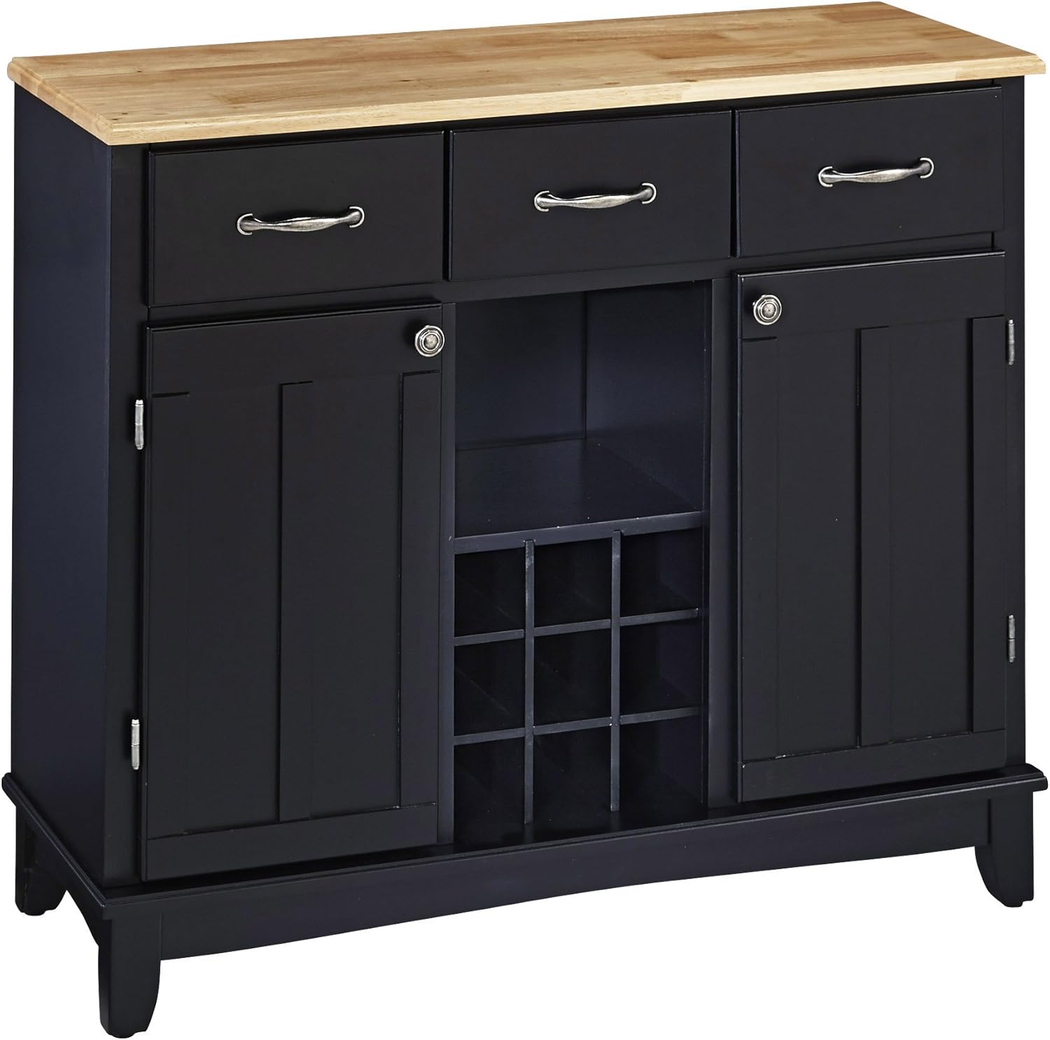 Homestyles Black Natural Wood Top Buffet Server
