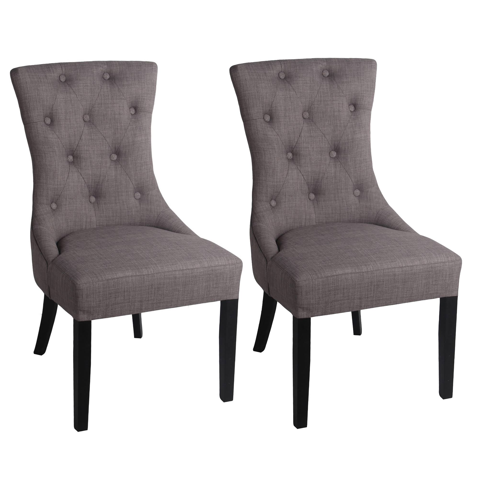 Saltoro Sherpi Wingback Fabric Accent Chair with Button Tufting, Set of 2, Gray, Bookcases