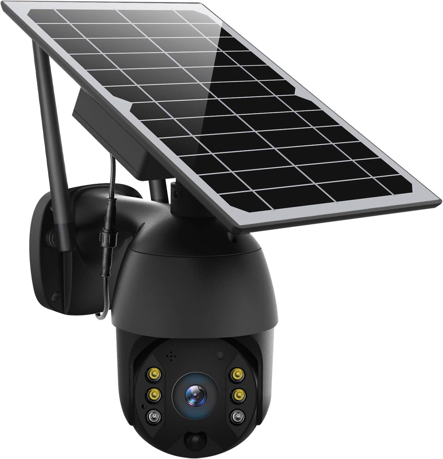 Solar Powered Wireless Security Camera Outdoor,ENSTER Pan Tilt WiFi Home Smart Cam Waterproof with Spotlight,Battery,Solar Panel, Color Night Vision,Motion Detection,2-Way Audio,SD&Cloud Storage-Black