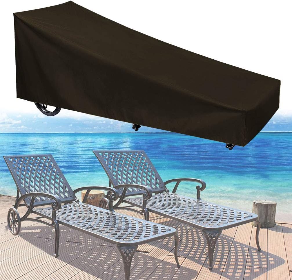 Xinjiuz Patio Chaise Lounge Covers Waterproof Patio Lounge Chair Cover, Durable Outdoor Chaise Lounge Chair Cover 420D Heavy Duty Patio Garden Furniture Cover (Black-82 L x30 W x31 H)