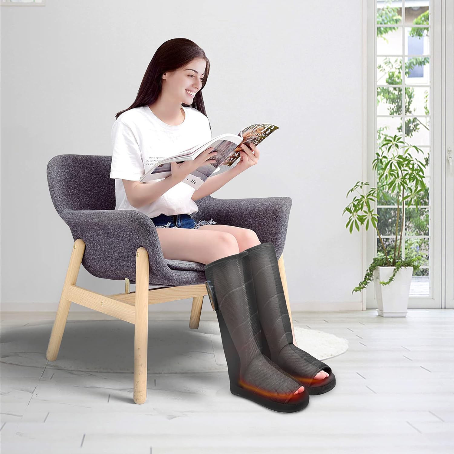 Comfier Cordless Foot and Leg Massager with Heat - Rechargable Compress Massager Foot and Calf Massager with Multiple Settings, Heated Foot Warmer Massage for Calves Leg Foot (1 Pair) Pack of 2