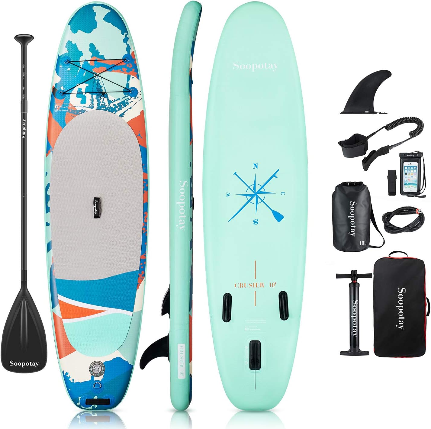 Soopotay SUP Inflatable Paddle Boards for Adults, Stand Up Paddleboard with Extra D-Rings to Attach SUP Seat, Blow Up Paddle Board with All Premium SUP Accessories