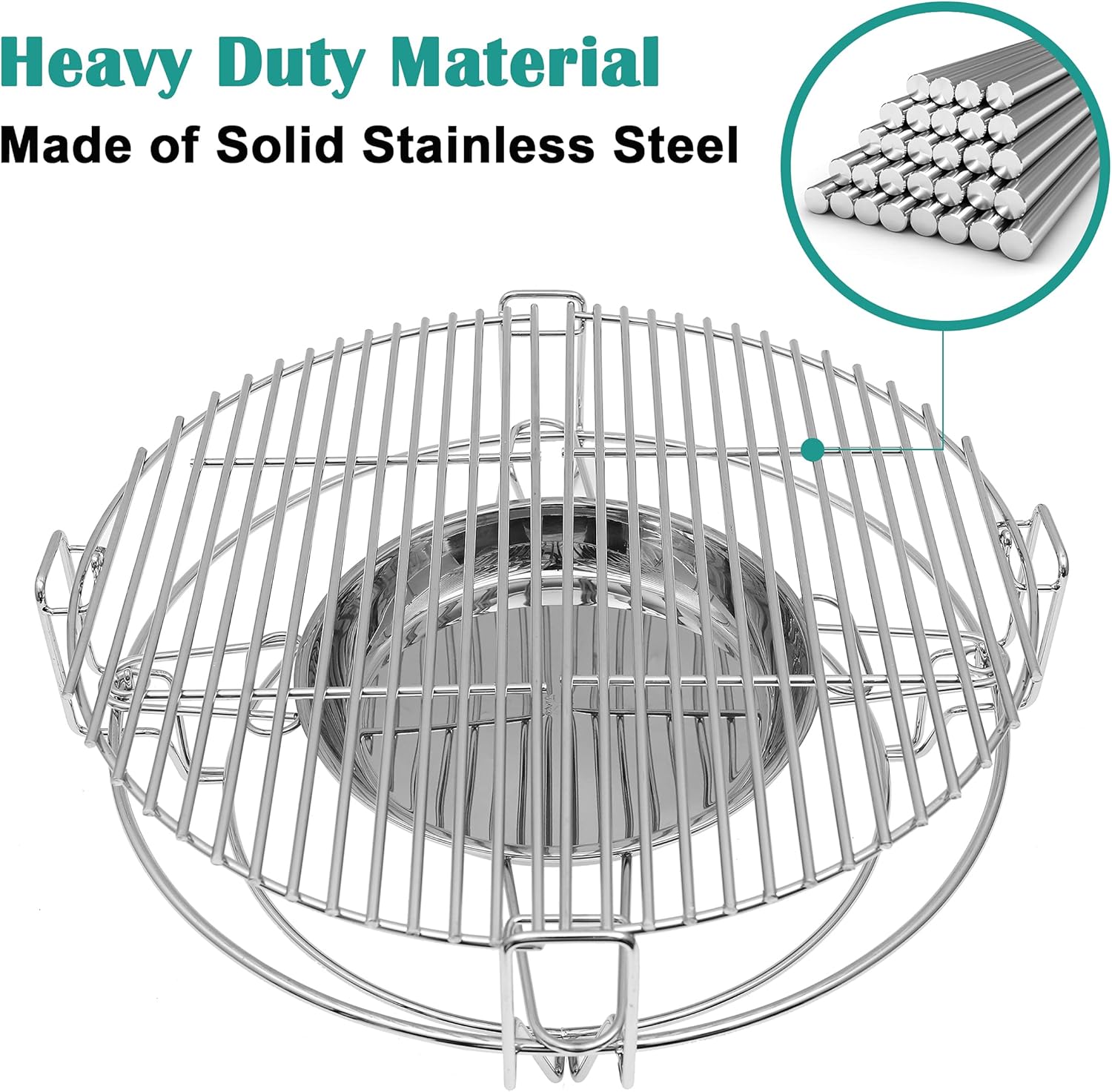 EasiBBQ 18-inch Round Stainless Steel Cooking System Multi-Level Flexible Cooking Racks for Large Big Green Egg, Kamado Joe Classic, Vision Ceramic Grills