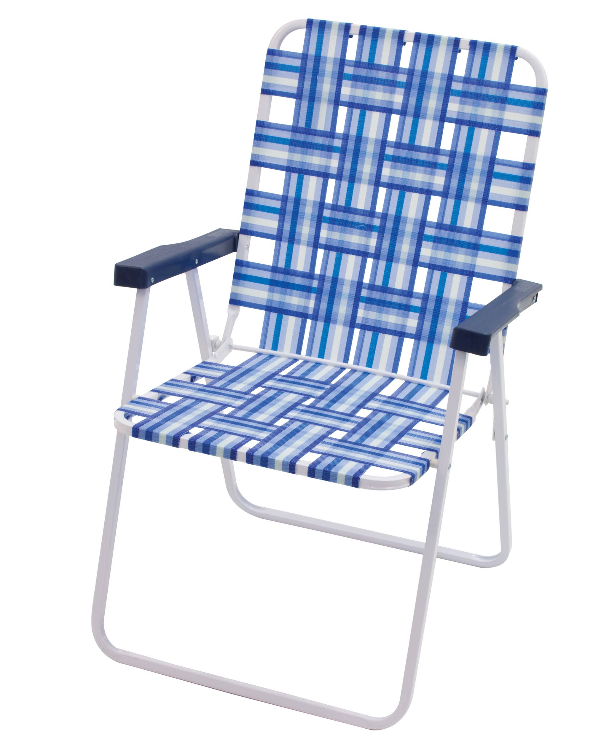 Rio High Back Folding Web Chair, Blue / White
