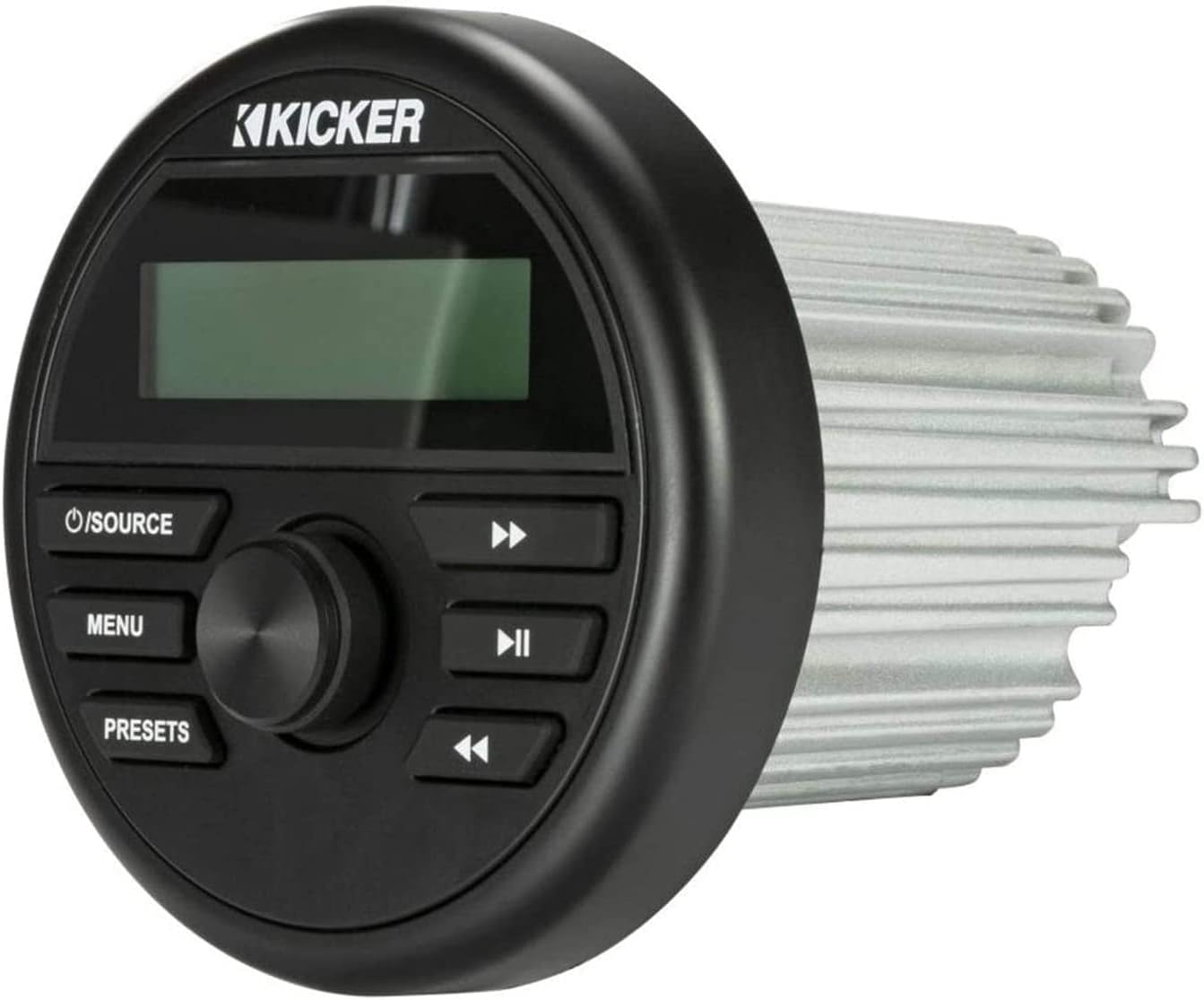 Kicker 46KMC2 Marine/Powersports Media Receiver and 46KRC12 Commander Remote Control Bundle. Compact Gauge Mount Boat Stereo with Bluetooth, AM/FM Radio & USB Input, Weather Resistant, 200 Watts Power