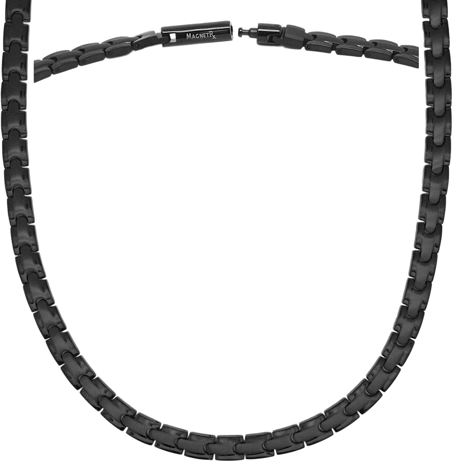 MagnetRX&reg; Titanium Magnetic Therapy Necklace - Natural Pain Relief for Neck Arthritis, Back, Shoulder Pain, Headache and Migraine Relief Magnetic Necklace (Silver, 21.5 Inches)