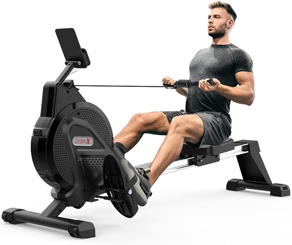 Dripex Magnetic Rowing Machine for Home Use Rower for Home Gym & Cardio Training Indoor with Aluminum Track, 16 Adjustable Resistance Level & Smart LCD Monitor