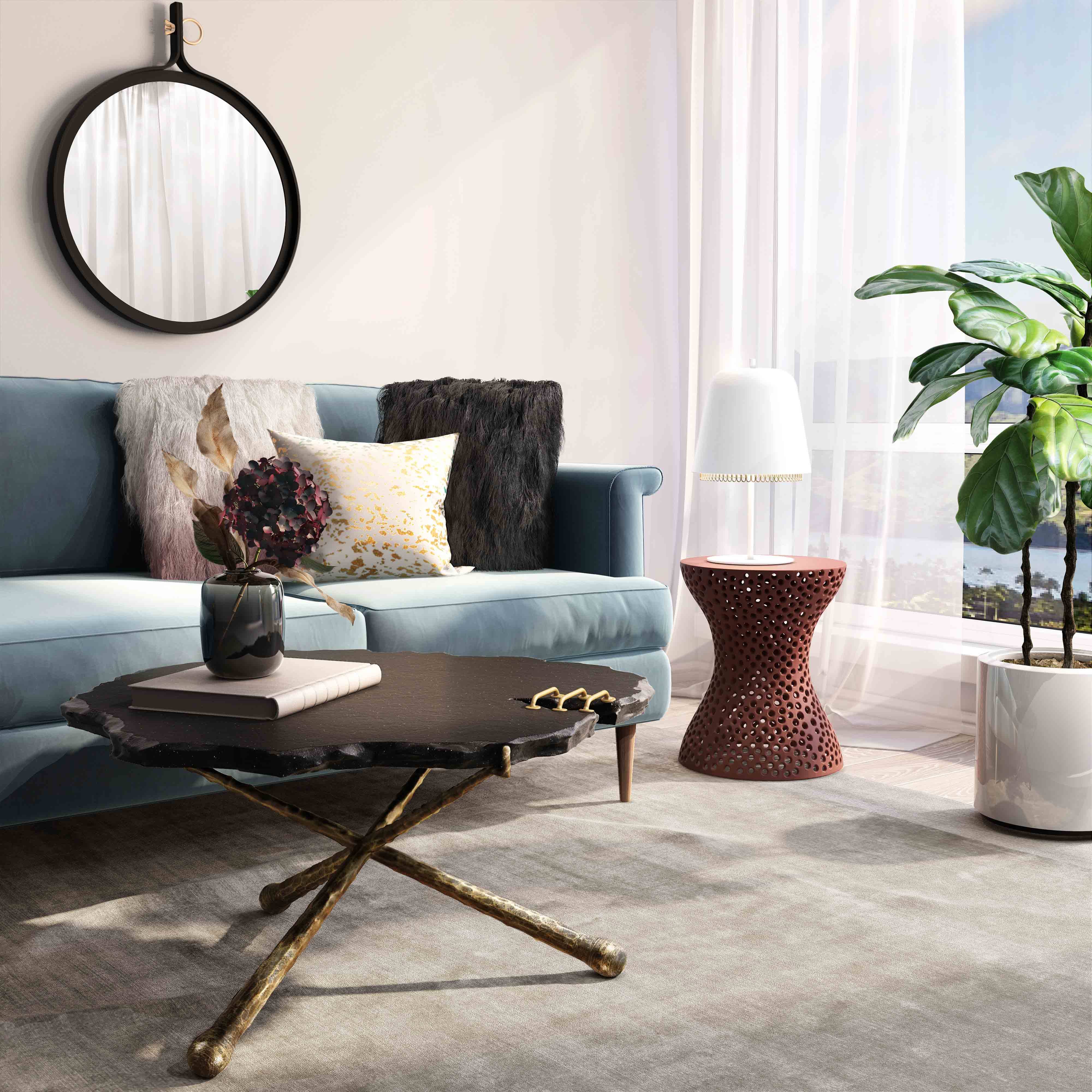 TOV Furniture Serra Black Stone Cocktail Table