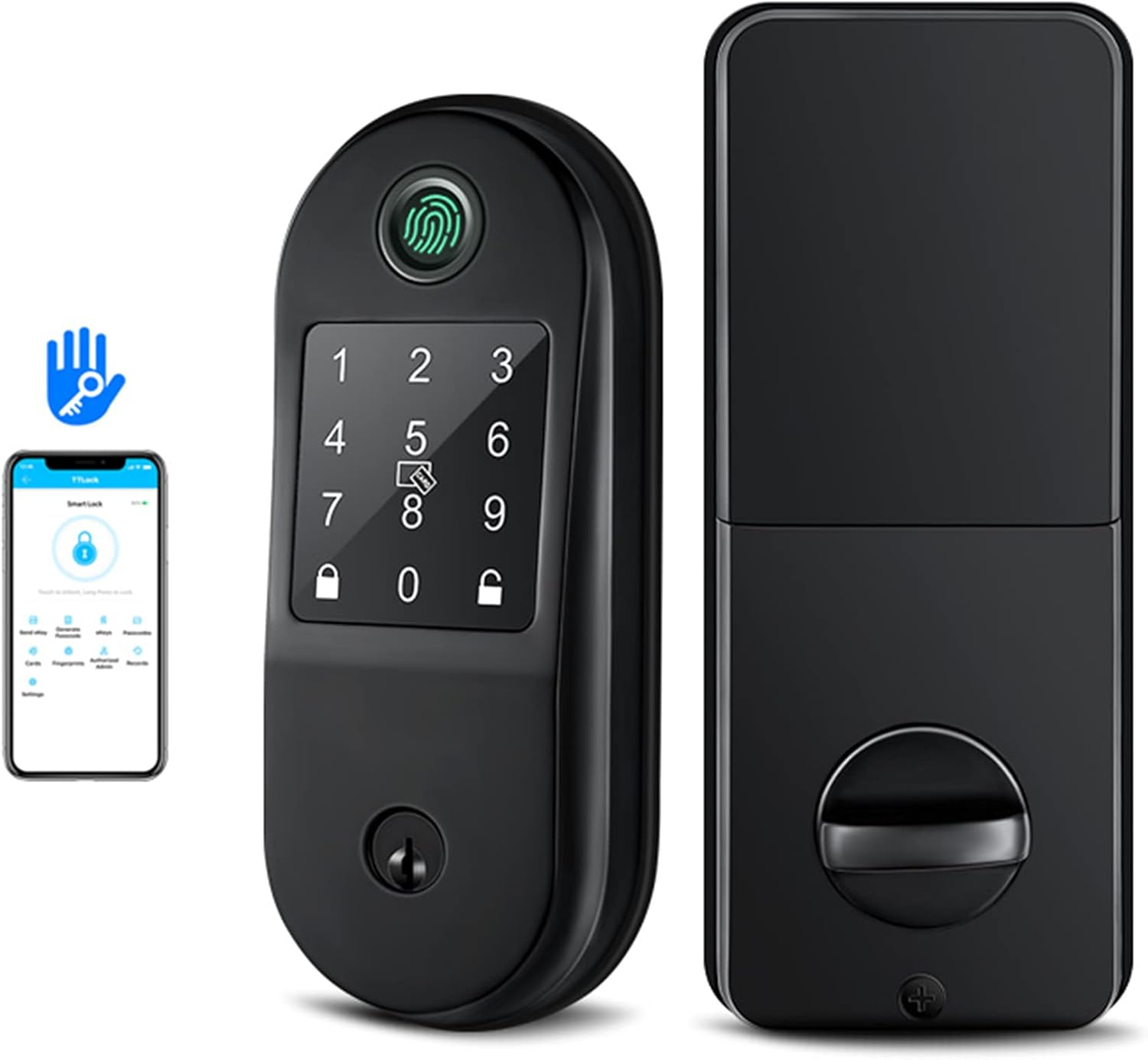 Smart Lock,CATCHFACE Deadbolt Smart Lock Smart Deadbolt Lock Bluetooth Door Locks for Front Door with Deadbolt Door Lock with Keypad TTlock App Key IC Card Auto Lock for Office Home Airbnb Door Lock