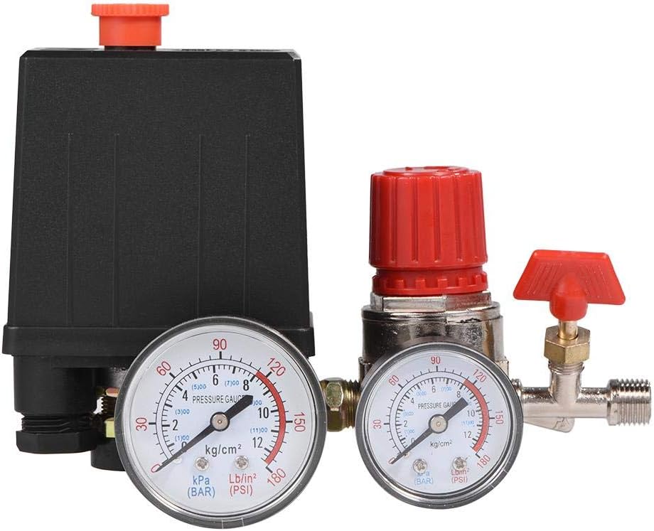 95-125 PSI Air Compressor Pressure Switch Control Valve Regulator With Gauges Pack of 2