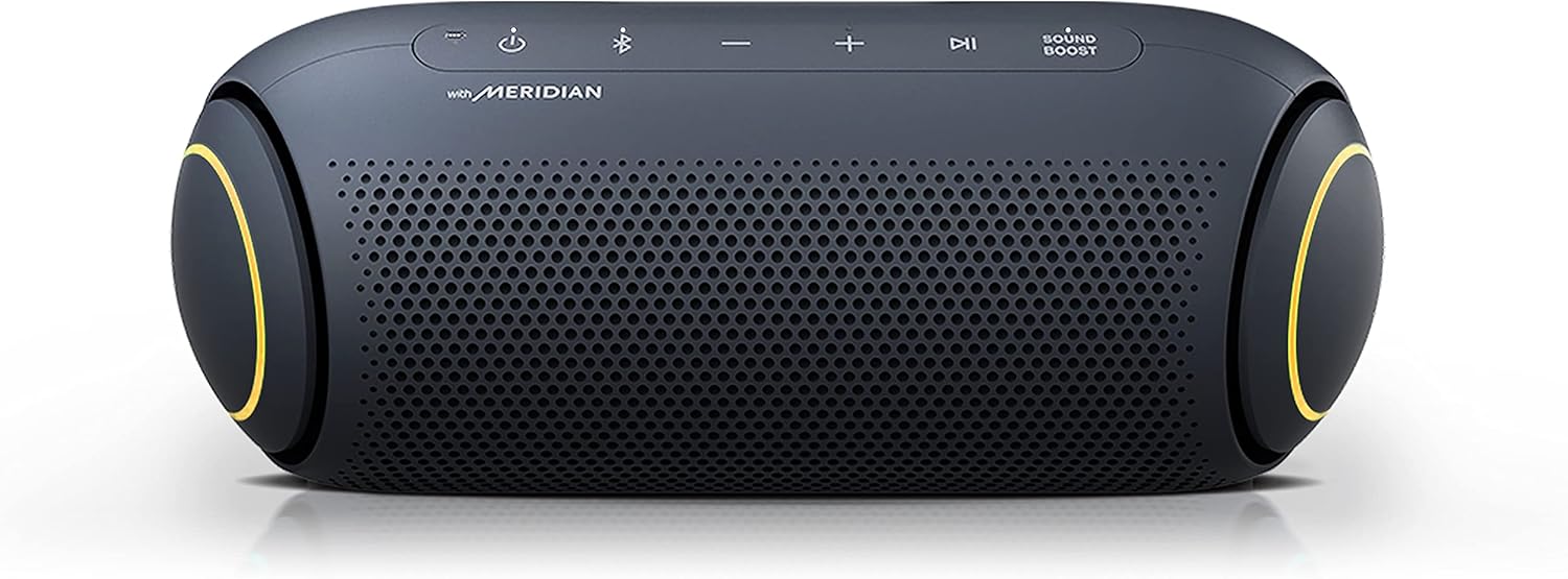 LG XBOOM Go Speaker PL5 Portable Wireless Bluetooth, Dual Action Bass, Sound by Meridian, Water-Resistant, Sound Boost EQ, 18 Hour Battery Life, LED Lighting - Black Pack of 2