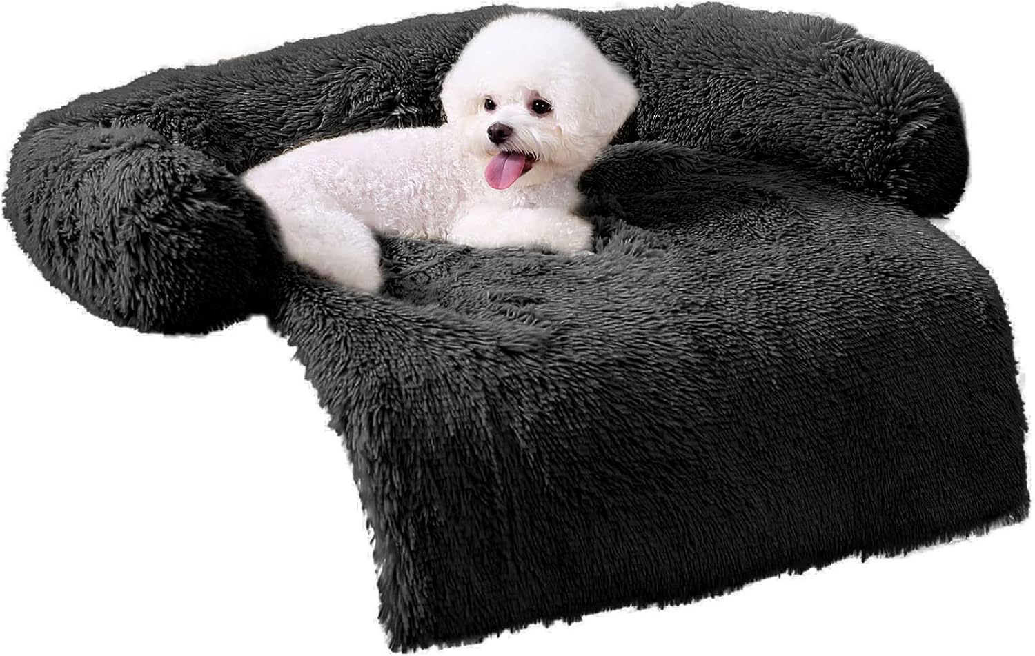 HACHIKITTY Dog Sofa Bed Mat Cover Soft Plush, Couch Cover for Dogs Dog Mat for Furniture Protector Pet Sofa Mat for Dogs, Dog Furniture Bed Sofa Cushion Washable Dogs Bed Mats (Large Black)