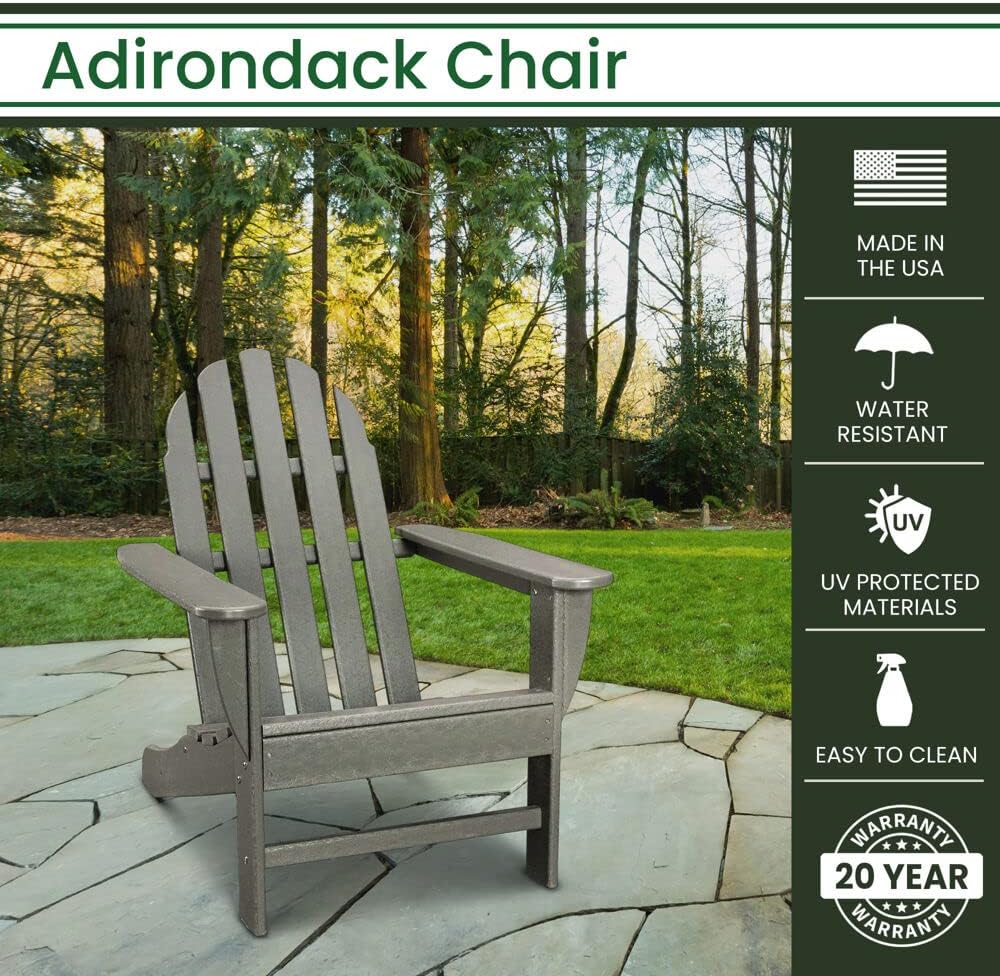Hanover Grey Classic All-Weather Adirondack Chair