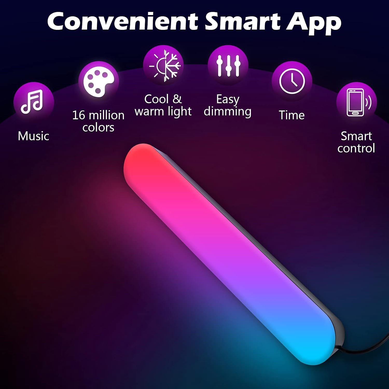 Brillihood Smart LED Light Bars for Gaming, RGB Color Changing Ambient TV Backlight with 32 Scene and Music Modes, WiFi Play Light Bars for PC, Room Decor, Work with Alexa & Google Assistant Pack of 2