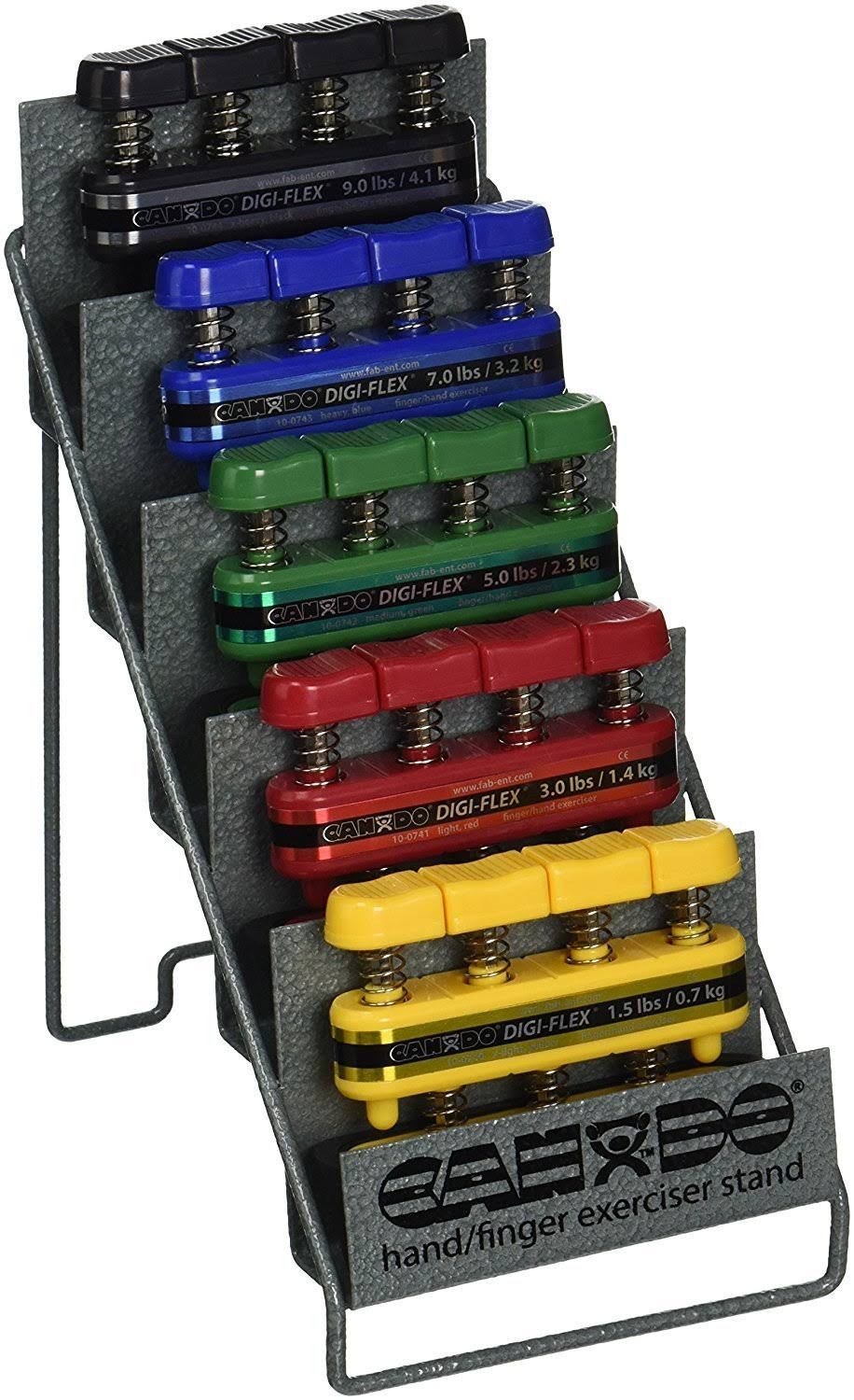 Cando Digi-Flex Hand Exerciser - Set of 5 with Metal Rack
