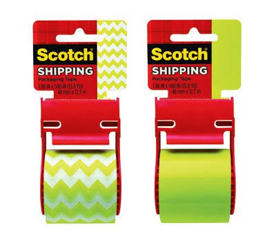 3M Scotch Decorative Shipping and Packaging Tape, Green, 1.88x22 x 500x22