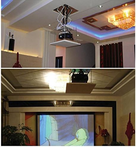 BAOSHISHAN 70CM Electric Projector Bracket Motorized Lift Projector Hanger Ceiling Mount Remote Control 110V for Cinema Church School with Double Motors & Max Load 15kg